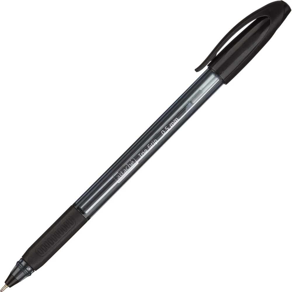 Ручка шариковая неавтомат. Attache Glide TrioGrip 0,5мм,чер,масл,манж