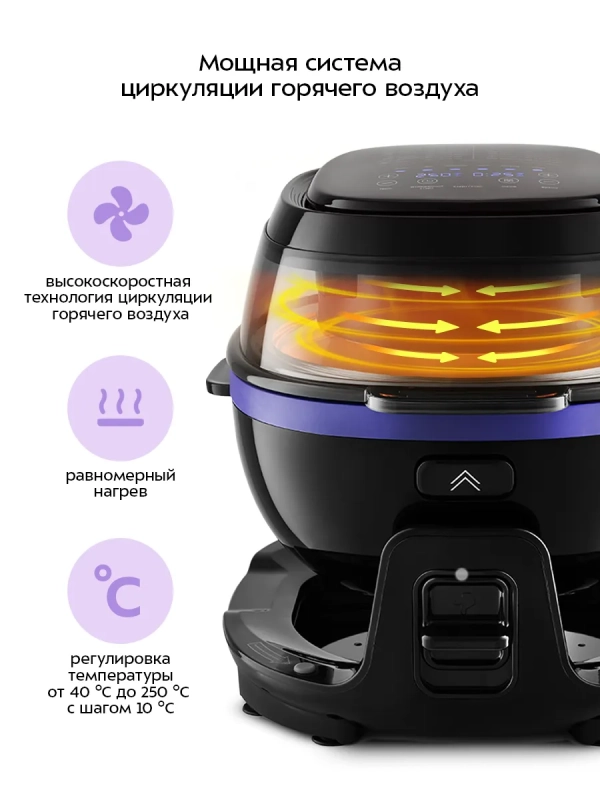 Аэрогриль электрический с чашей КТ-2218 - 5 л - 1400 Вт