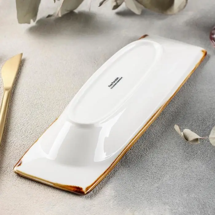 Блюдо керамическое сервировочное «Сапфир», 26×7,5×3,5 см, цвет оранжевый Блюдо керамическое сервировочное «Сапфир», 26×7,5×3,5 см, цвет оранжевый