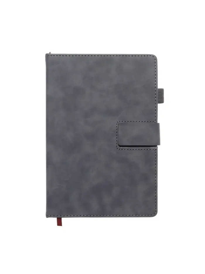 Ежедневник недатированный формат А5, с хлястиком, 128л, линия, пвх, Серый