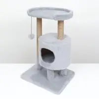 Домик для кошек с когтеточкой &laquo;Круглый с площадкой&raquo;, 52&times;52&times;95 см, серый