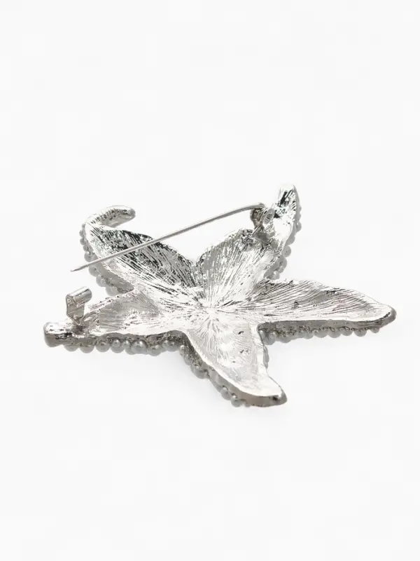 Брошь "Морская звезда", цвет белый в серебре