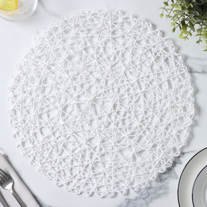 Салфетка сервировочная на стол Доляна «Одуванчик», d=38 см, цвет белый