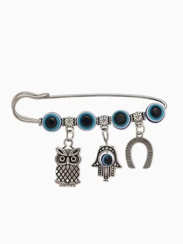 Булавка-оберег &laquo;Сова от сглаза&raquo;, 6 см, цвет синий в серебре