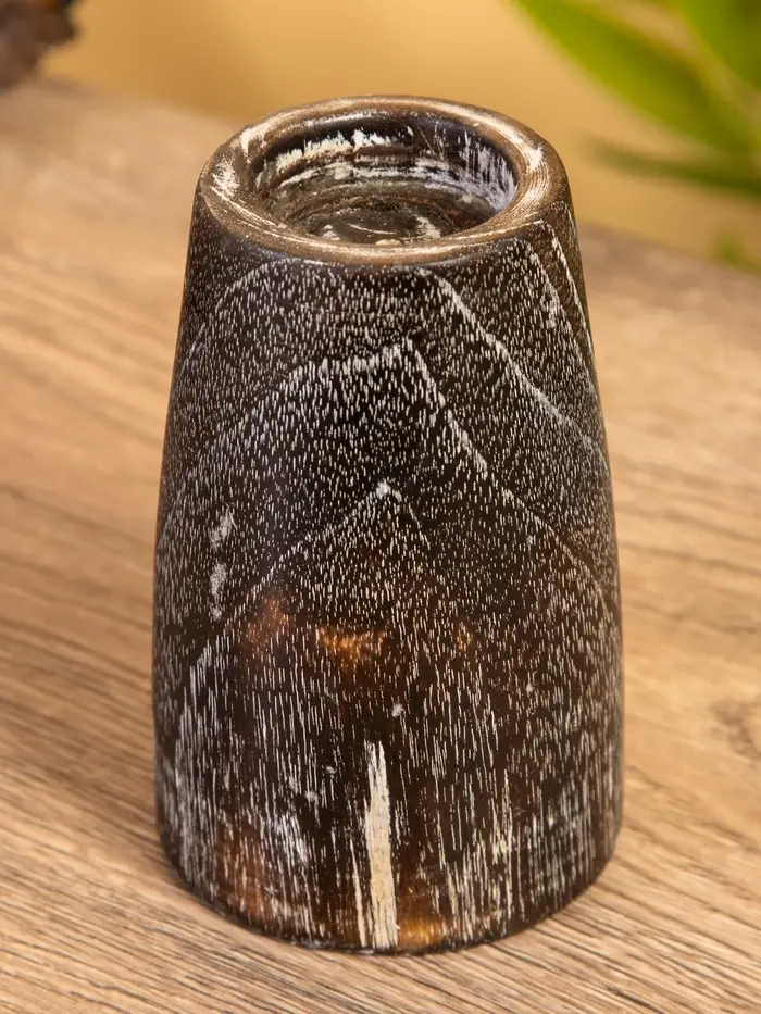 Подсвечник, d=4 см, 9&times;9&times;12 см, дерево джати, тёмно-коричневый