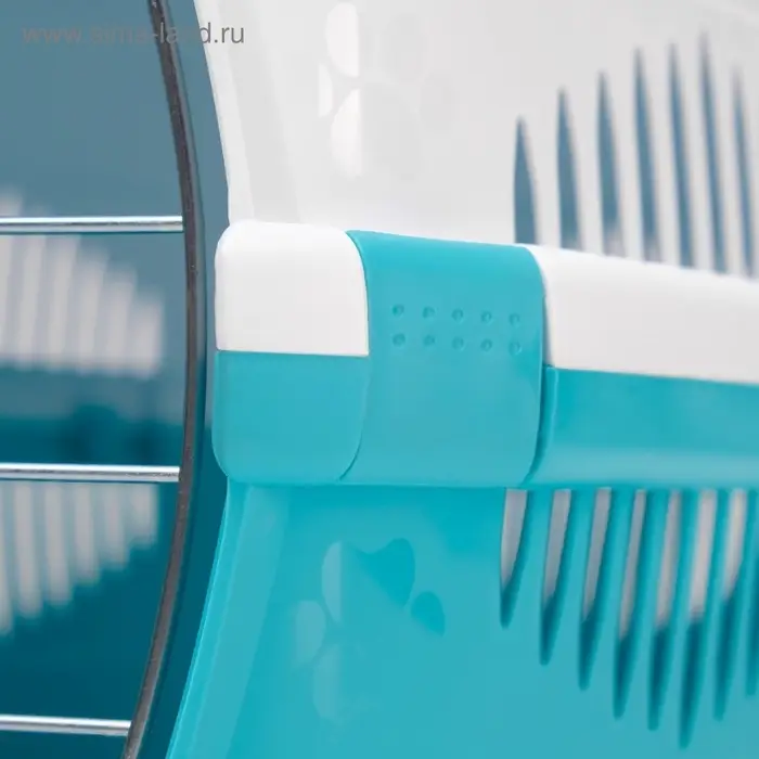 Переноска для животных до 12 кг &laquo;Пижон&raquo;, 49&times;33&times;32 см, металлическая дверь, пластик, белая, бирюзовая