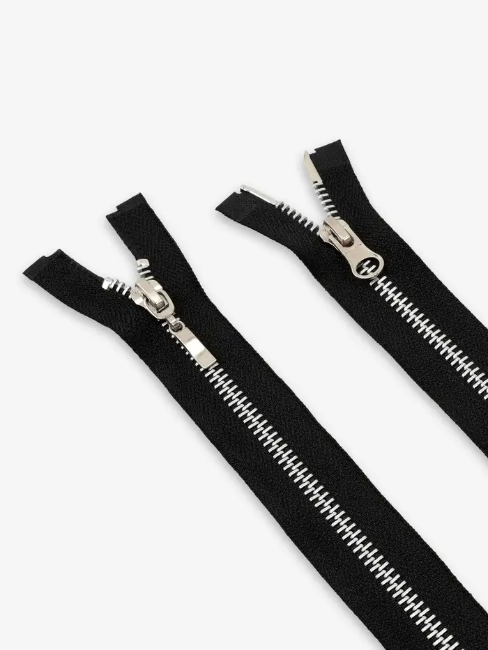 Молния металлическая, №5, 2 замка, разъёмная, замки автомат, 80 см, чёрный