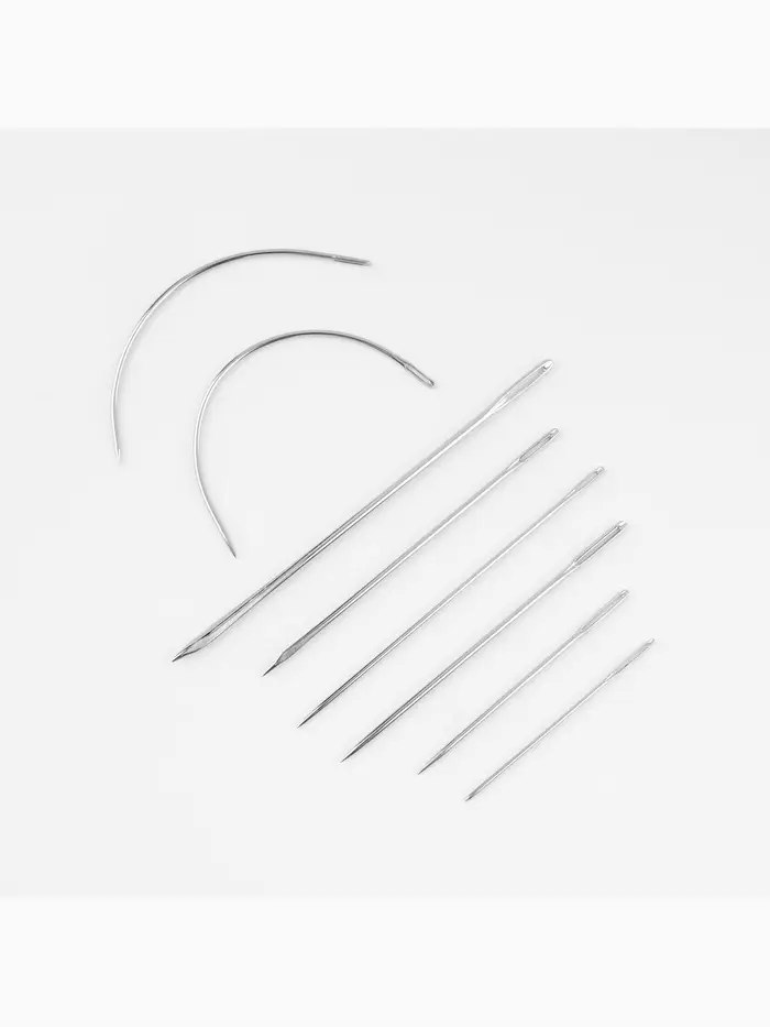 Иглы швейные, для кожи, 3.7-7.3 см, d=0.5-2 мм, набор 8 шт.