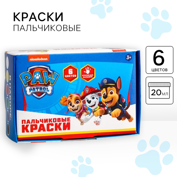 Краски пальчиковые 6 цветов по 20 мл, Щенячий патруль Краски пальчиковые 6 цветов по 20 мл, Щенячий патруль