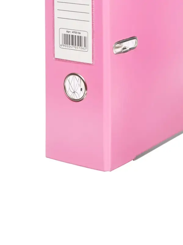 Папка-регистратор А4, 75 мм, ПВХ, тиснение &laquo;лен&raquo;, металлическая окантовка, карман на корешок, собранная, собранная, темно-розовая