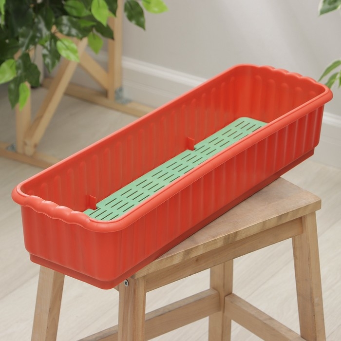 Ящик для цветов с дренажной решёткой, 9.5 л, цвет МИКС Ящик для цветов с дренажной решёткой, 9.5 л, цвет МИКС