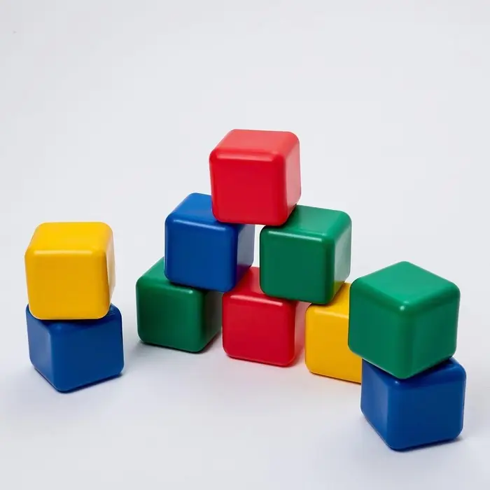 Кубики детские, пластиковые, цветные, 10 штук, 12&times;12 см