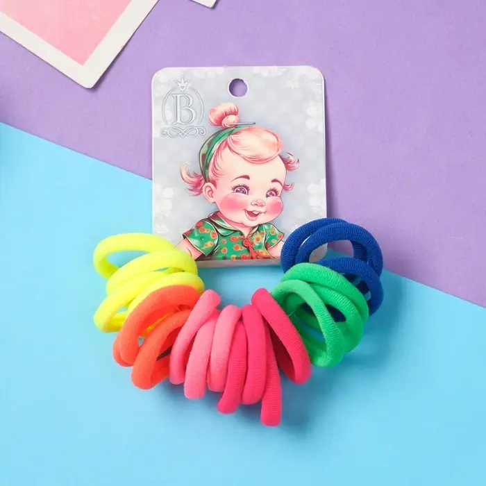Резинка для волос "Крошка" (набор 20 шт) улыбка, 2,5 см, яркий