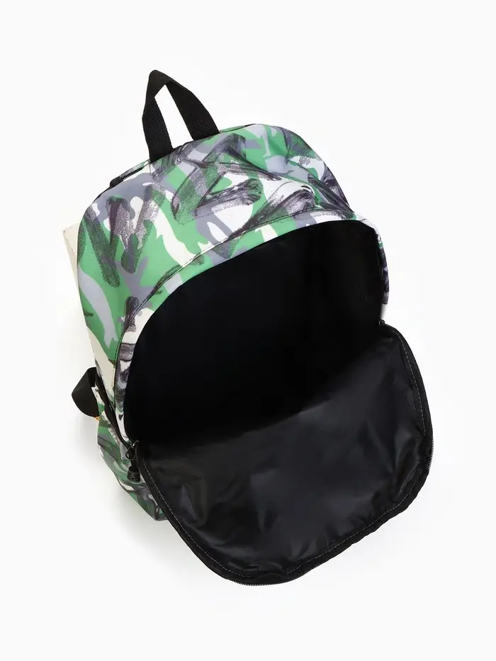 Рюкзак школьный на молнии, с карманами, с абстрактным принтом, размер 30&times;13&times;42 см, зелёный