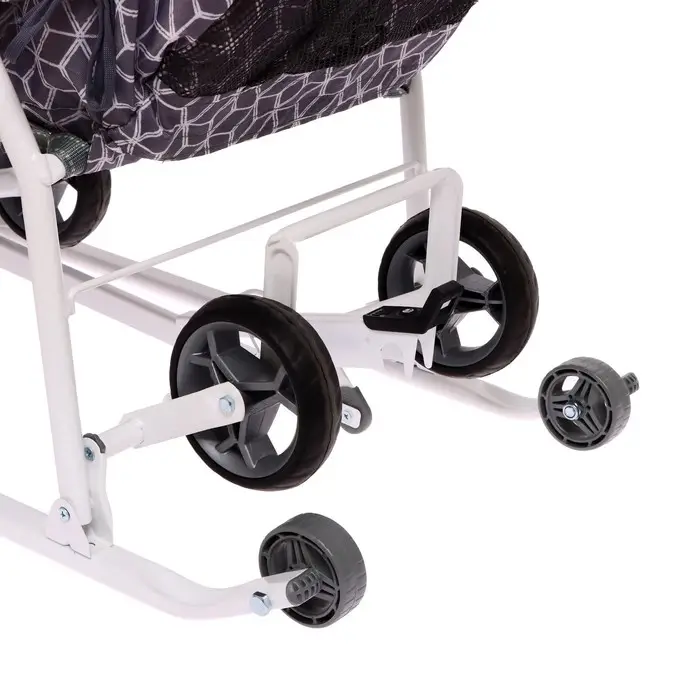 Санки-коляска «Наши детки 3-1К», принт: с ромбиками серый Санки-коляска «Наши детки 3-1К», принт: с ромбиками серый