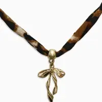 Колье "Новый стиль" бантик, леопард, в золоте 40+удл