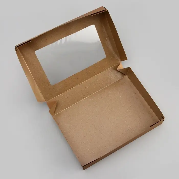 Коробка складная, с окном, крафт, 28×20×5 см