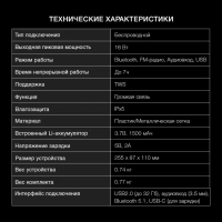 Колонка портативная H-PS1020 16Вт Bluetooth 1500mAh