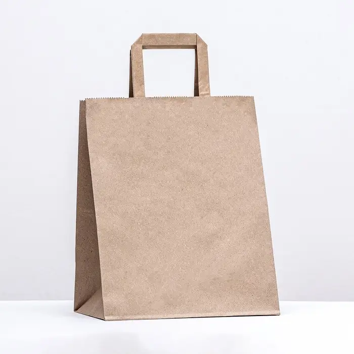 Пакет бумажный крафт, плоская ручка 24&times;14&times;29 см, 90 г/м&sup2;