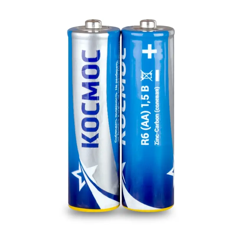 Батарейка солевая КОСМОС R6 (AA) 1.5В (2 в п/э) Батарейка солевая КОСМОС R6 (AA) 1.5В (2 в п/э)