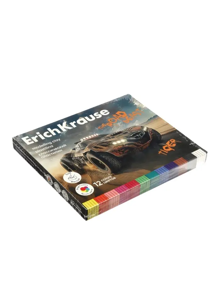 Пластилин 12цв 180г ErichKrause Road Beast, со стеком