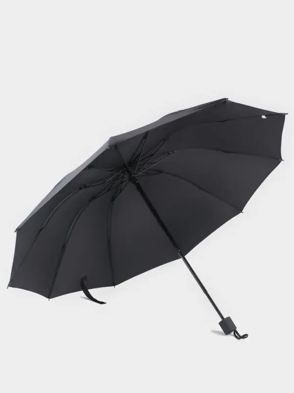 Зонт механический &laquo;Однотон&raquo;, эпонж, 4 сложения, 10 спиц, R=53/62 см, d=106 см, чёрный