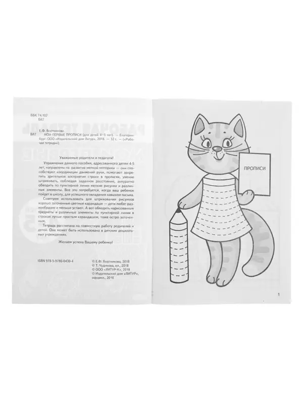 Рабочая тетрадь для детей 4-5 лет &laquo;Мои первые прописи&raquo;, Бортникова Е.