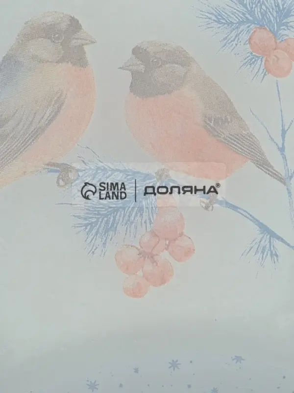 Блюдо новогоднее сервировочное Доляна &laquo;Снегири на ветке&raquo;, d=19 см, стекло, голубое