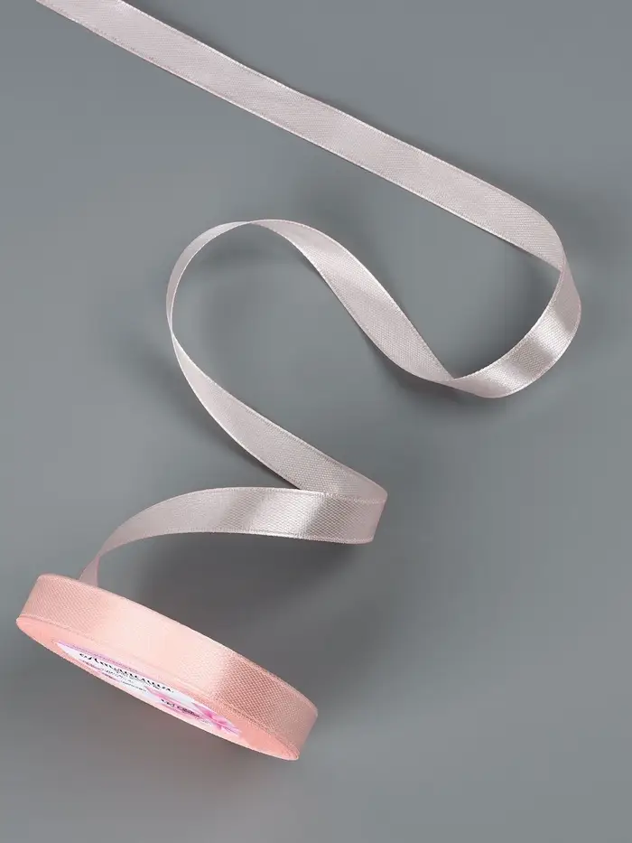 Лента атласная, 12 мм, 23&plusmn;1 м, пастельно-розовая