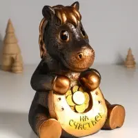 Копилка "Конь с подковой" 23 см, бронзовый