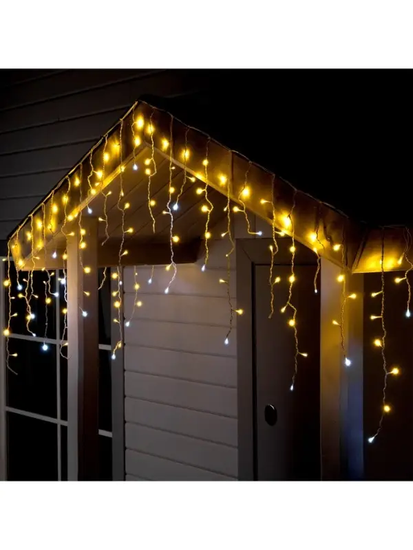 Гирлянда &laquo;Бахрома&raquo; 3&times;0.6 м, IP44, УМС, белая нить, 160 LED, свечение тёплое белое, мерцание белым, 220 В