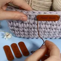 Набор нашивок Hand made, 4.5&times;1.3 см, 10 шт., коричневые