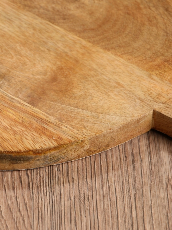 Доска разделочная круглая "Желтые и синие цветы" дерево манго 36х28 см