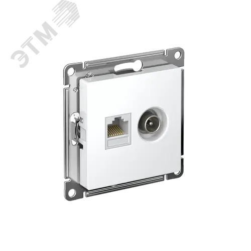 Розетка ATLASDESIGN двойная ТВ + компьютерная RJ45 категория  5Е белый