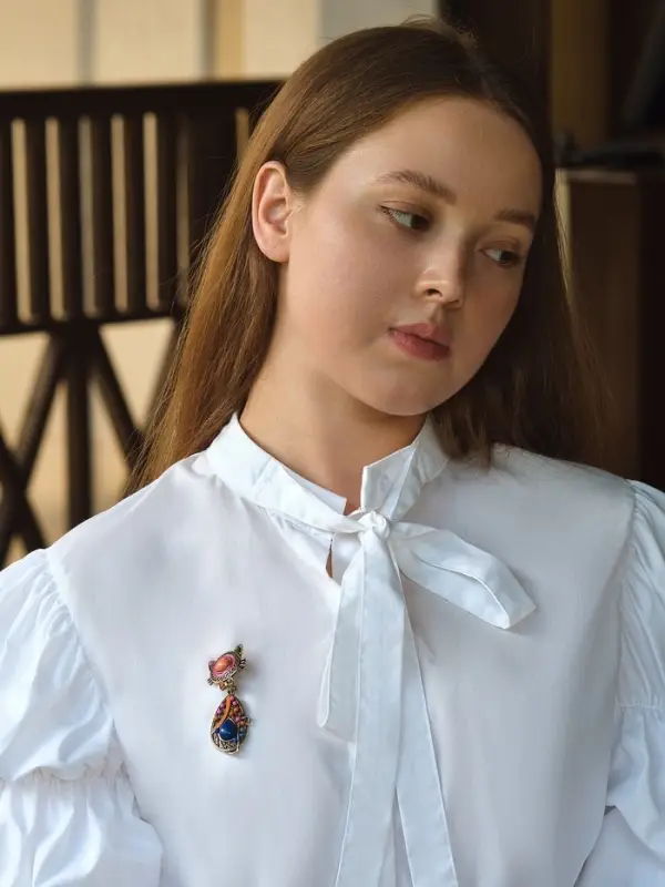 Брошь &laquo;Этника. Кошка радужная&raquo;, разноцветная в чернёном золоте