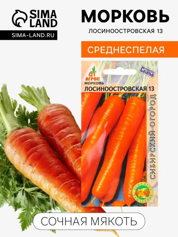 Семена Морковь &laquo;Лосиноостровская 13&raquo;, 2 г, &laquo;Агросс&raquo;
