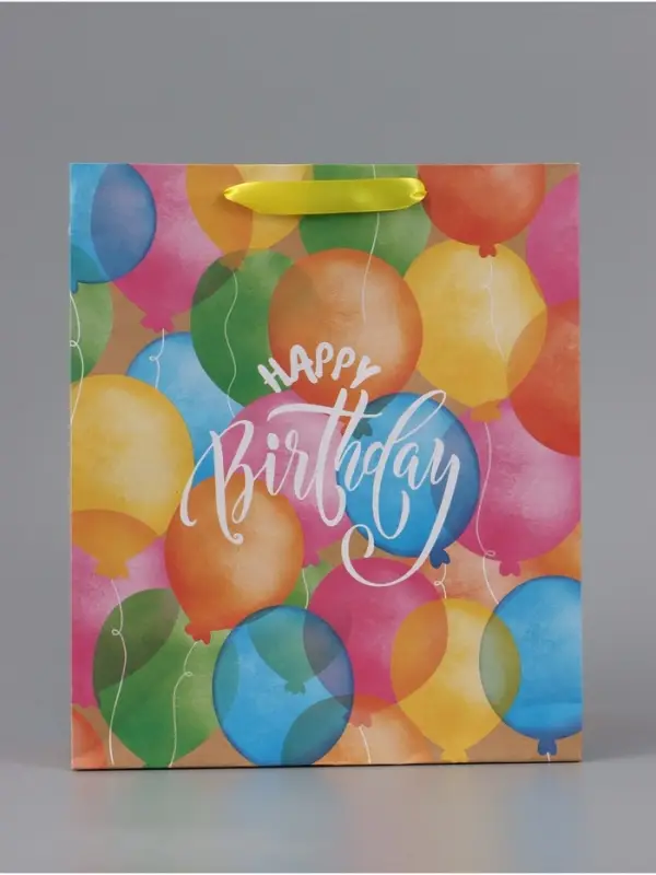 Пакет подарочный крафтовый, упаковка, &laquo;Happy birthday&raquo;, ML 27&times;23&times;11.5 см