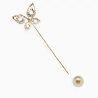 Булавка&laquo; Бабочка объемная&raquo;, 8.5 см, белая в золоте