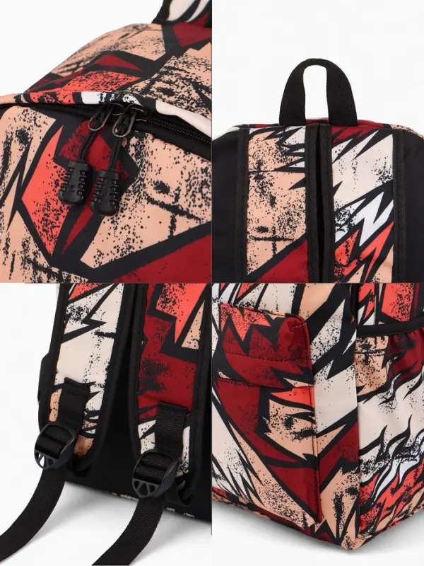 Рюкзак школьный, на молнии, три наружных кармана, с принтом, 30&times;13&times;42 см, разноцветный