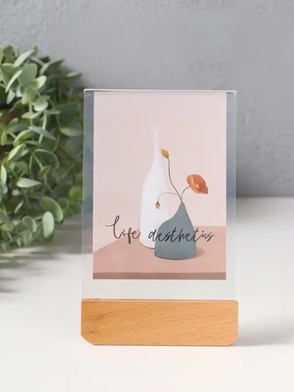 Фоторамка дерево 10х15 см "Синие цветы на белом" 2х10,5х17 см