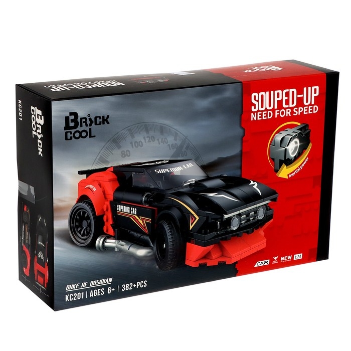 Конструктор Гонка &laquo;Чёрный буйвол&raquo;, инерционный механизм, 382 детали