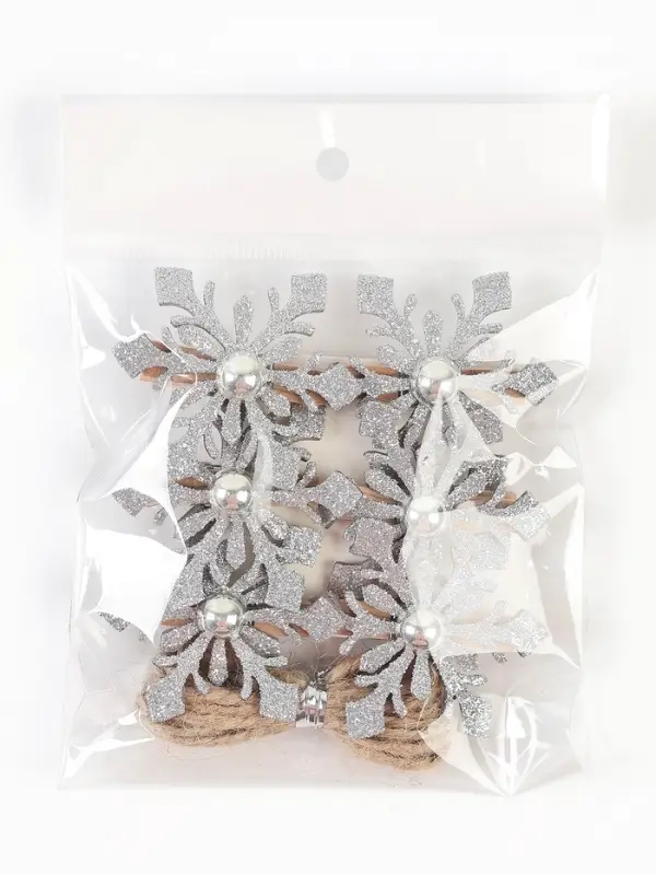 Набор декоративных прищепок "Новогодние снежинки" цвет серебро, набор 6 шт.