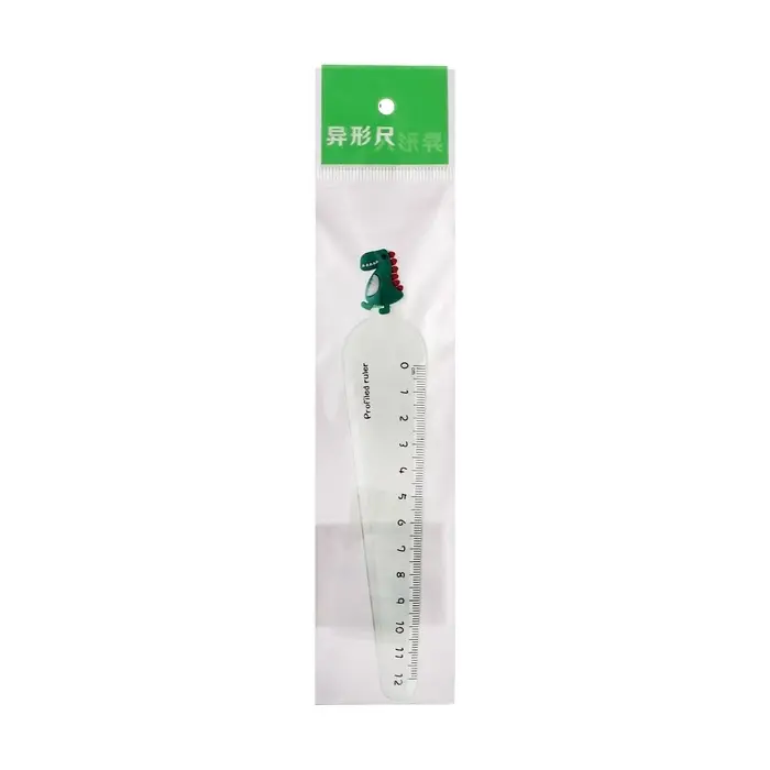 Линейка пластиковая 12 см Линейка пластиковая 12 см "Динозаврик", зелёная