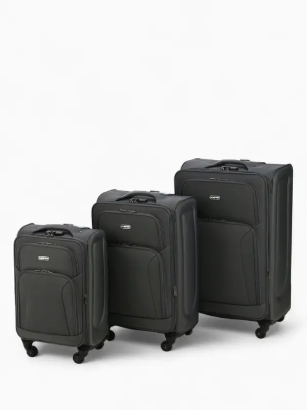 Чемодан 20 Чемодан 20", Текст, 37*23*54, отд на молнии, 2 нар/карм, увелич, код замок, 4 колеса, серый 108759