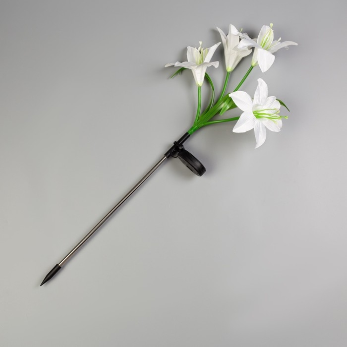 Садовый светильник на солнечной батарее «Лилия белая», 80 см, 4 LED, свечение мульти (RGB) Садовый светильник на солнечной батарее «Лилия белая», 80 см, 4 LED, свечение мульти (RGB)