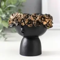 Подсвечник для тонкой свечи «Девочка в венке малая», 7.5×9×8 см, чёрный