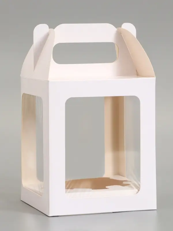 Кондитерская упаковка, коробка под кулич белая, с окном, 15&times;15&times;18 см