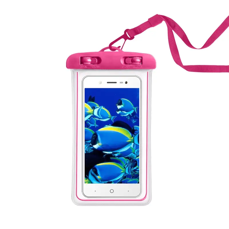 Чехол влагоустойчивый max 6,7" светящийся розовый