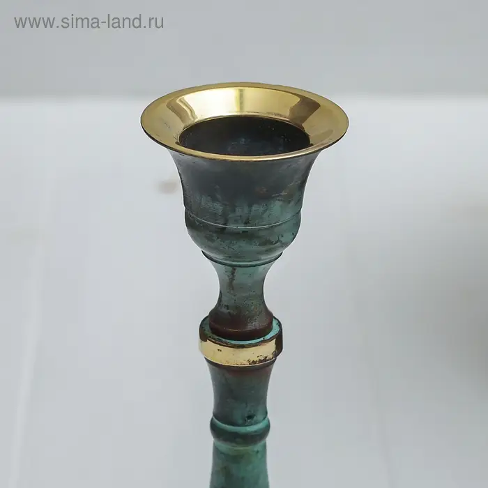 Подсвечник под старину  Подсвечник под старину "Надежда" латунь 7,5х7,5х17 см