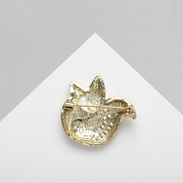 Брошь «Лиса» блестящая, цвет бело-розовый в золоте Брошь «Лиса» блестящая, цвет бело-розовый в золоте